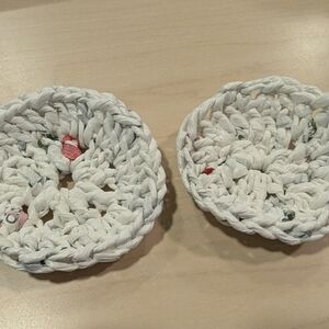 Handmade White Crochet Coasters